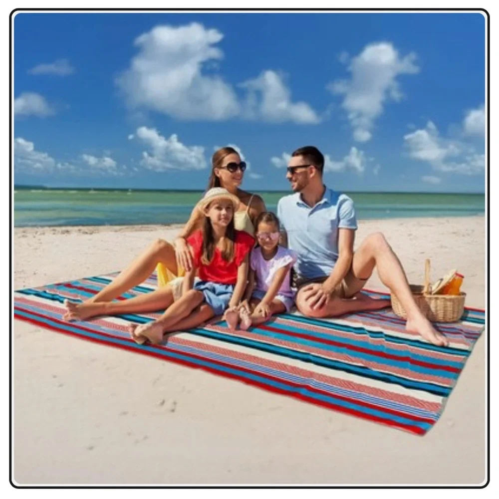 Huge Colorful Striped Design Beach Towel for Two (6ftx7ft)